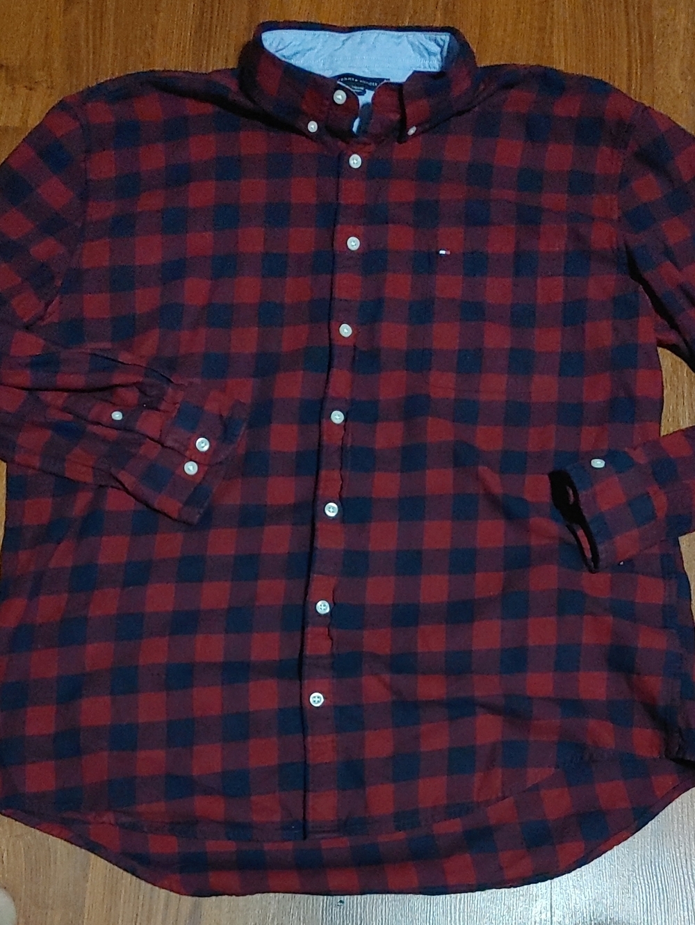 Tommy Hilfiger Red and Black Check Button-Down Shirt Sz XXL
